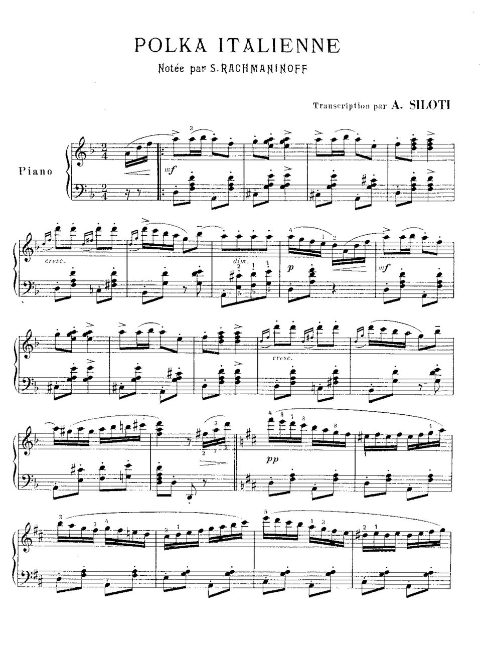 Rachmaninoff - "Italian Polka" Рахманинов "Итальянская полька" Sheet