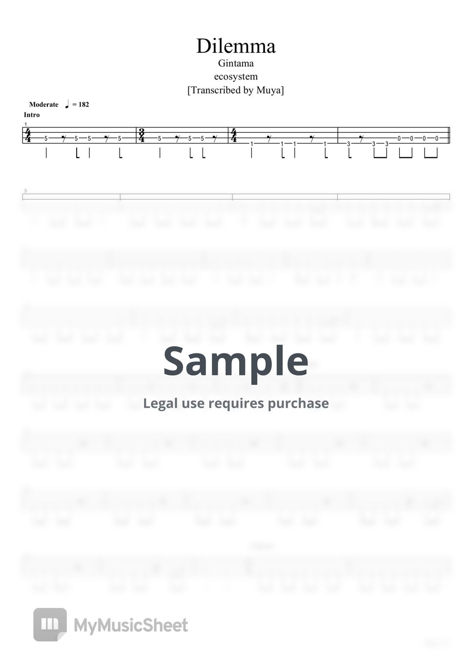 Ecosystem - Dilemma (Bass TAB) Sheets By Muya