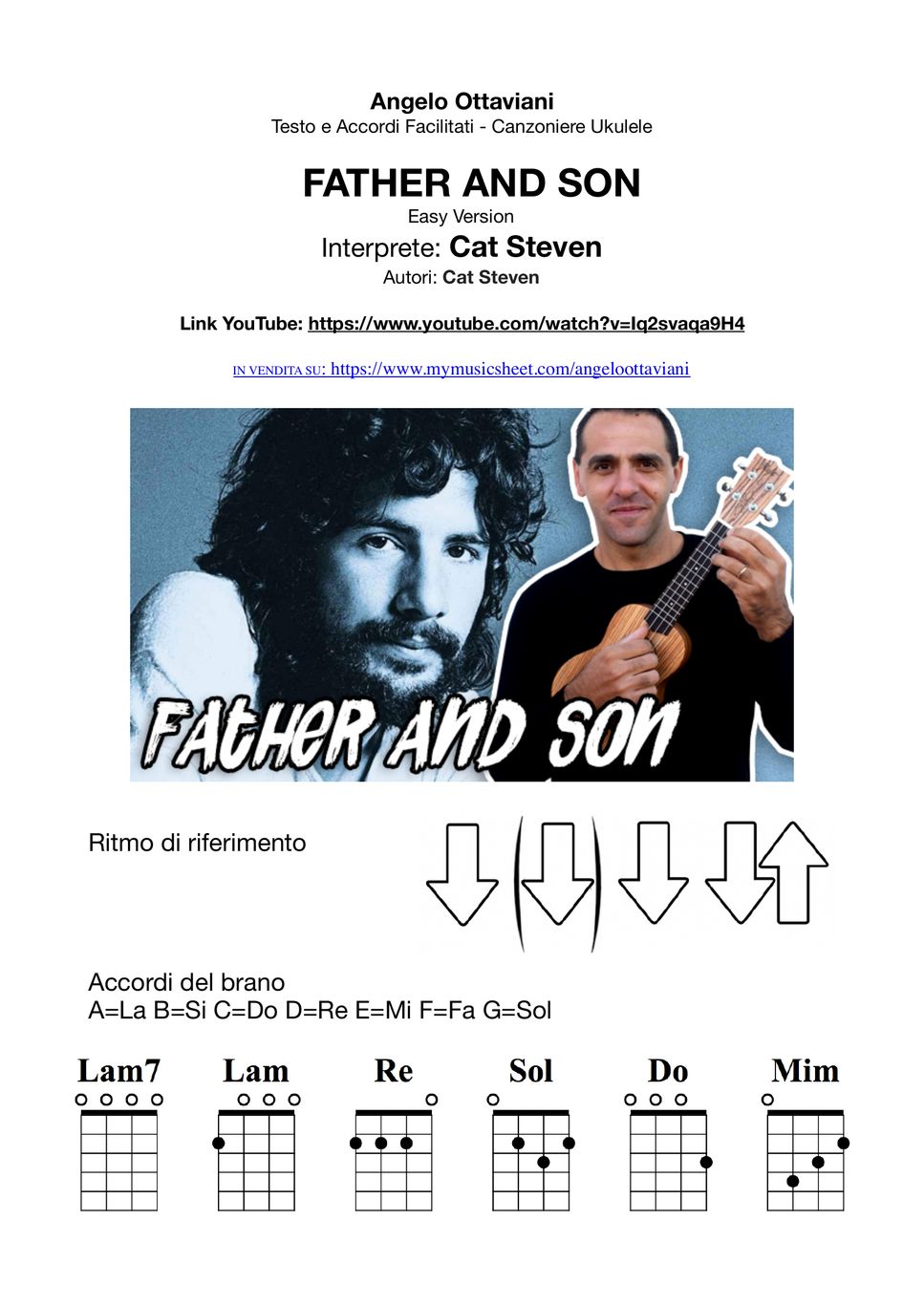 Cat Stevens Father and Son Ukulele Spartito by Ukulele