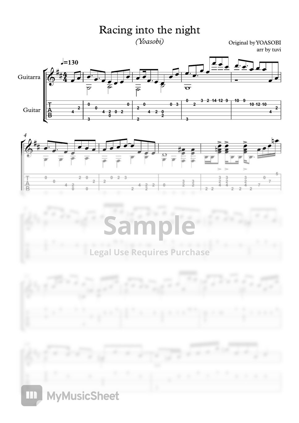 yoasobi-racing-into-the-night-classical-guitar-guitar-cover-tab