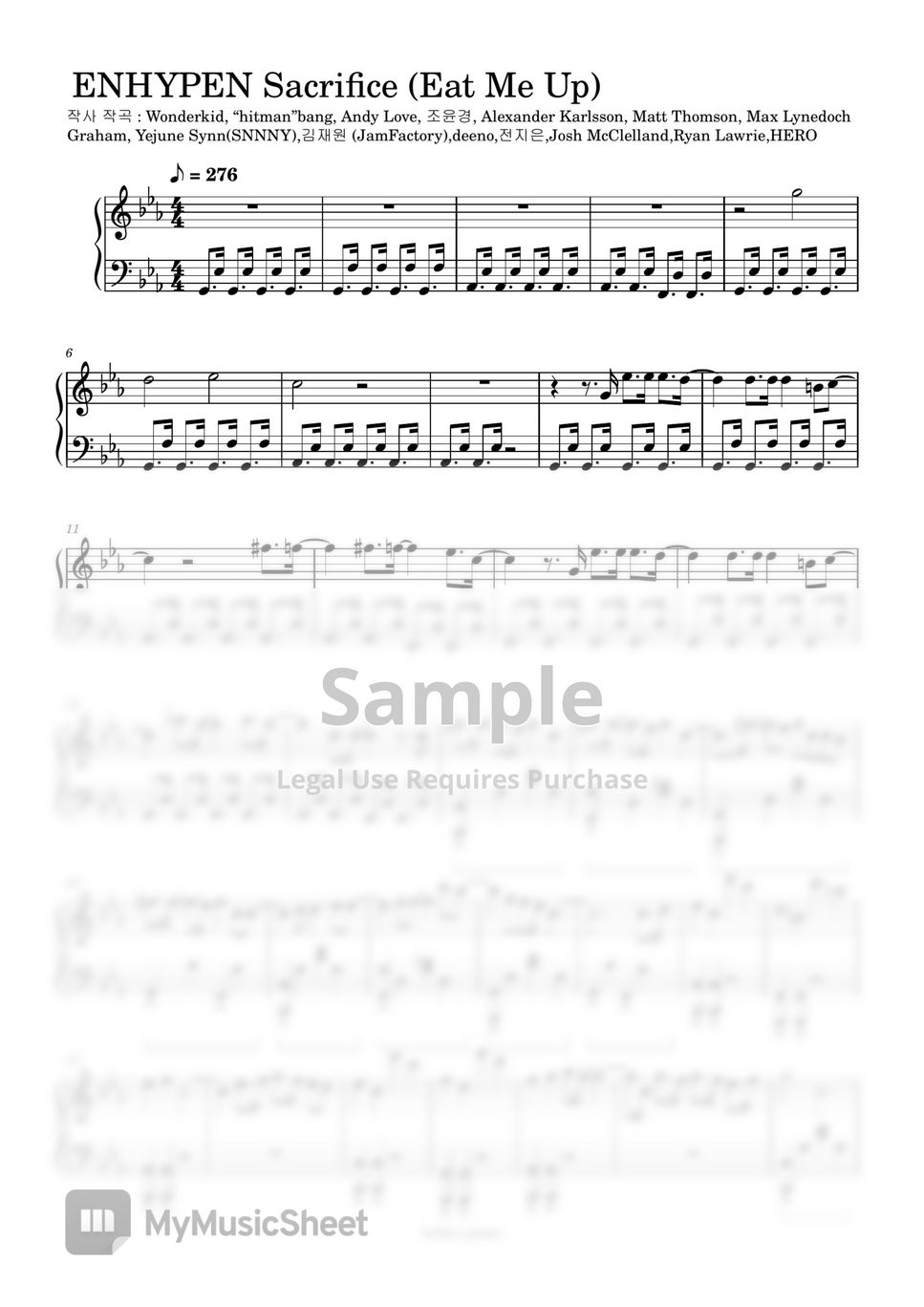 Sacrifice (Eat Me Up) – ENHYPEN Sheet music for Piano (Solo