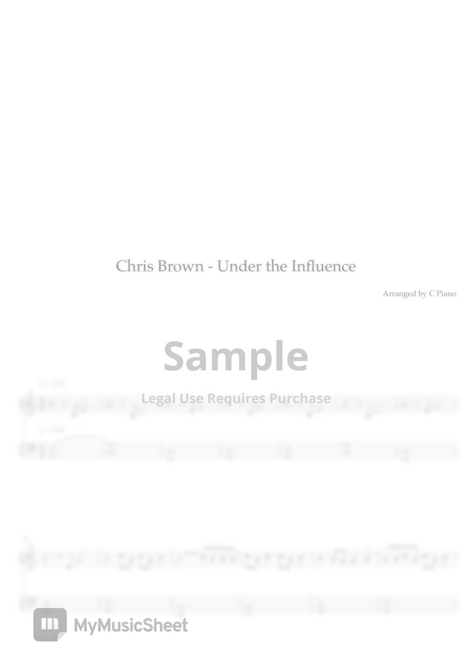 Chris Brown - Under the Influence (Easy Version) Partitura by C Piano