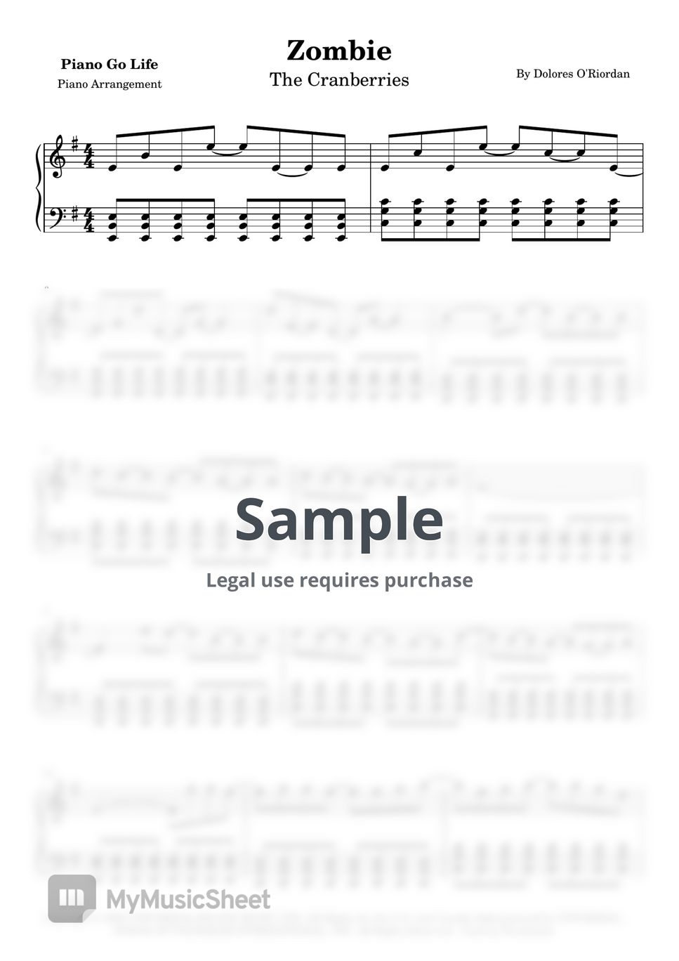 The Cranberries - Zombie by Piano Go Life
