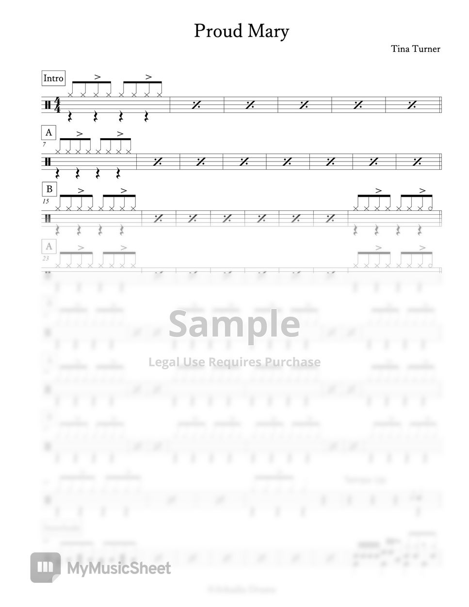 tina-turner-proud-mary-sheets-by-arkadia-drums