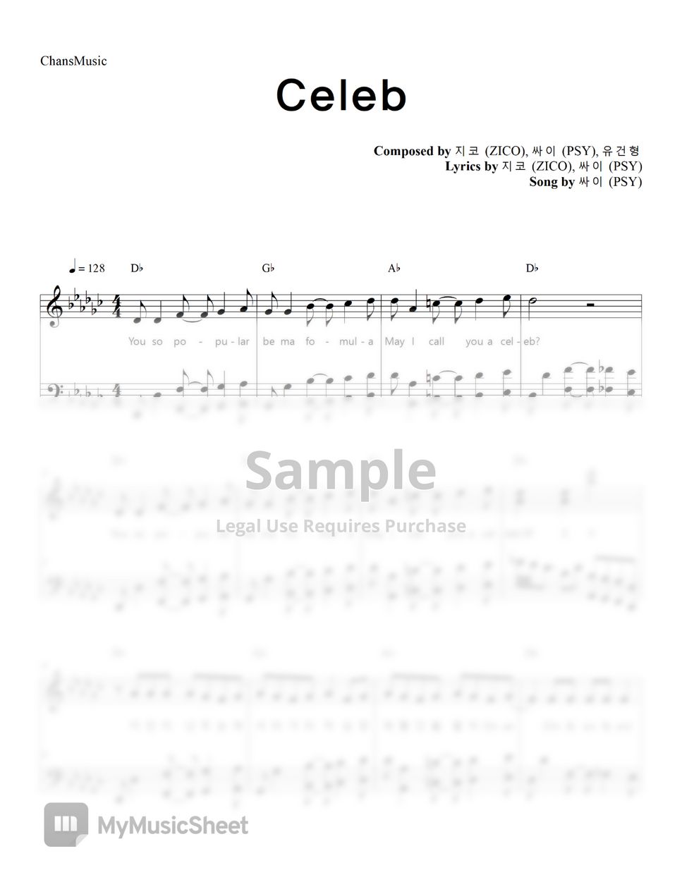 PSY - Celeb (코드, 가사 포함) by ChansMusic