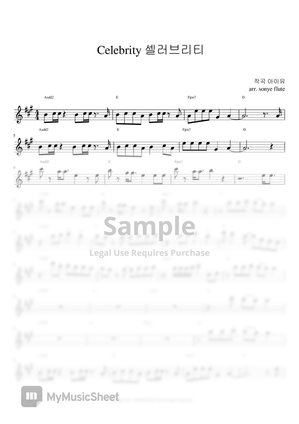 IU 아이유 - Celebrity (Flute Sheet Music) by sonye flute