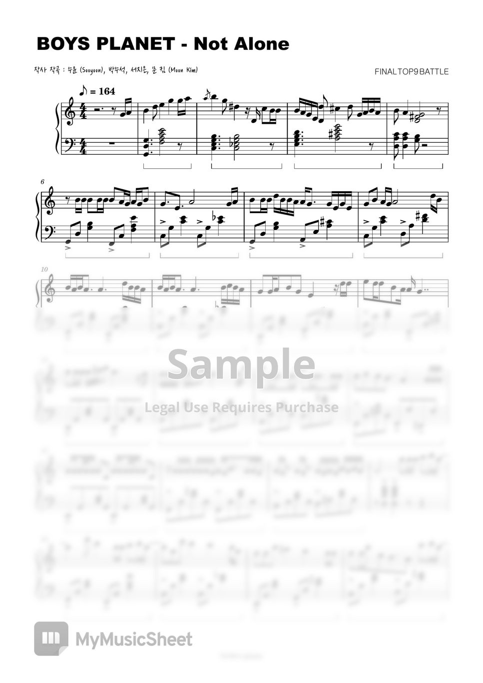 BOYS (보이즈플래닛) Not alone(낫얼론) (FINAL TOP9 BATTLE) Sheets by