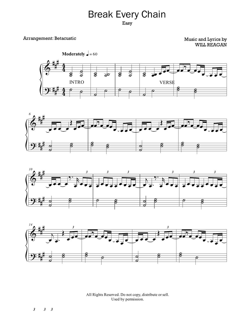 Break Every Chain Tash Cobbs (Easy Piano) 악보 by Betacustic