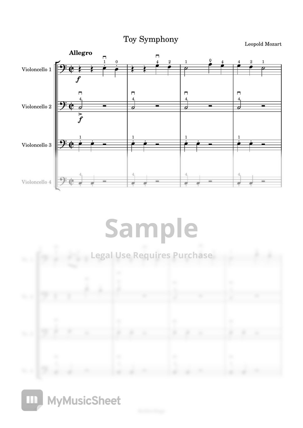 Leopold Mozart - 장난감 교향곡 (계이름&손가락 번호 포함) by 첼로마을