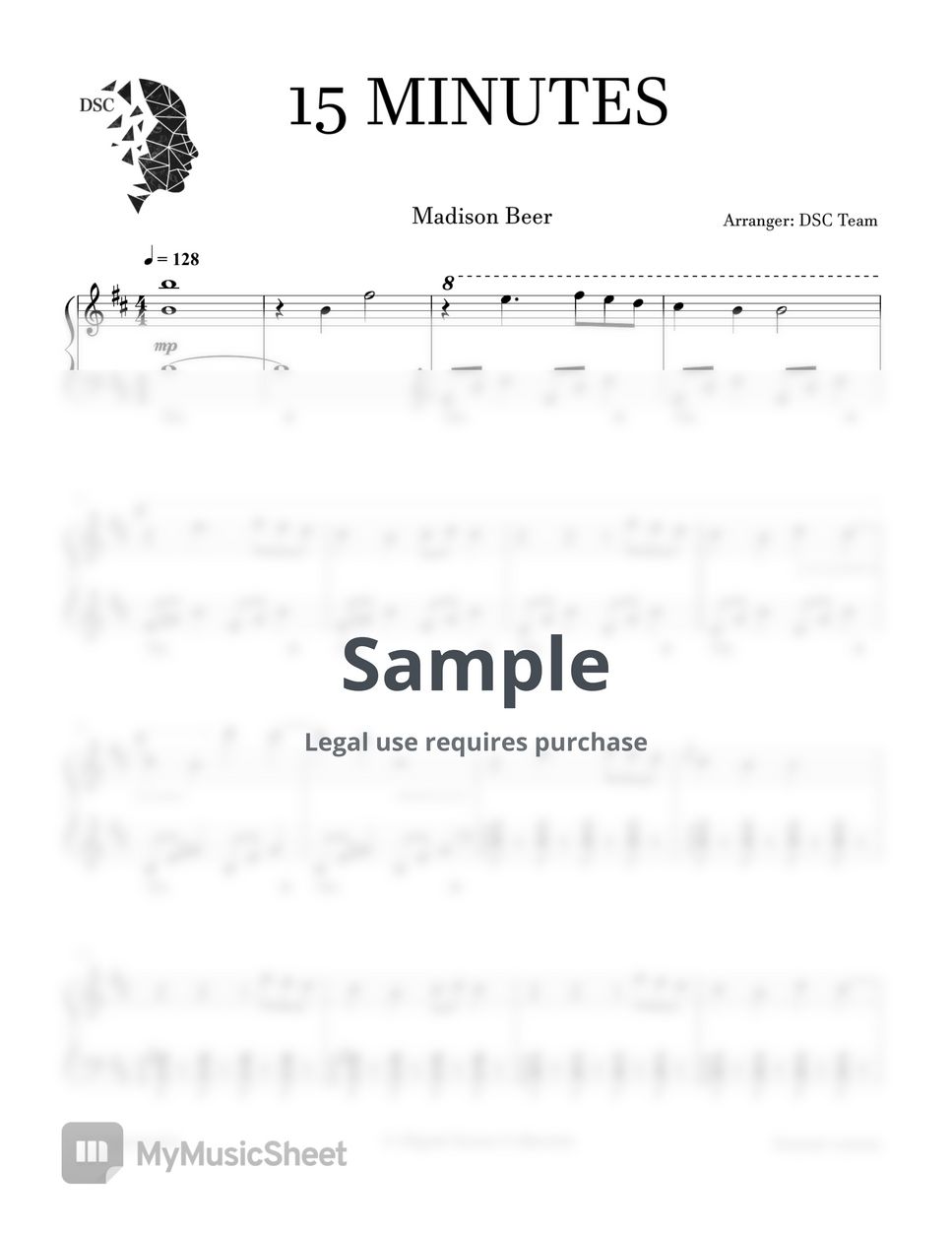 madison-beer-15-minutes-sheets-by-digital-scores-collection