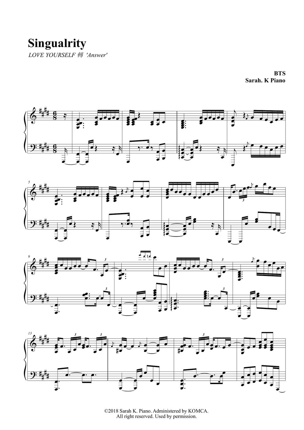 BTS - by Sarah.K Piano Sheet