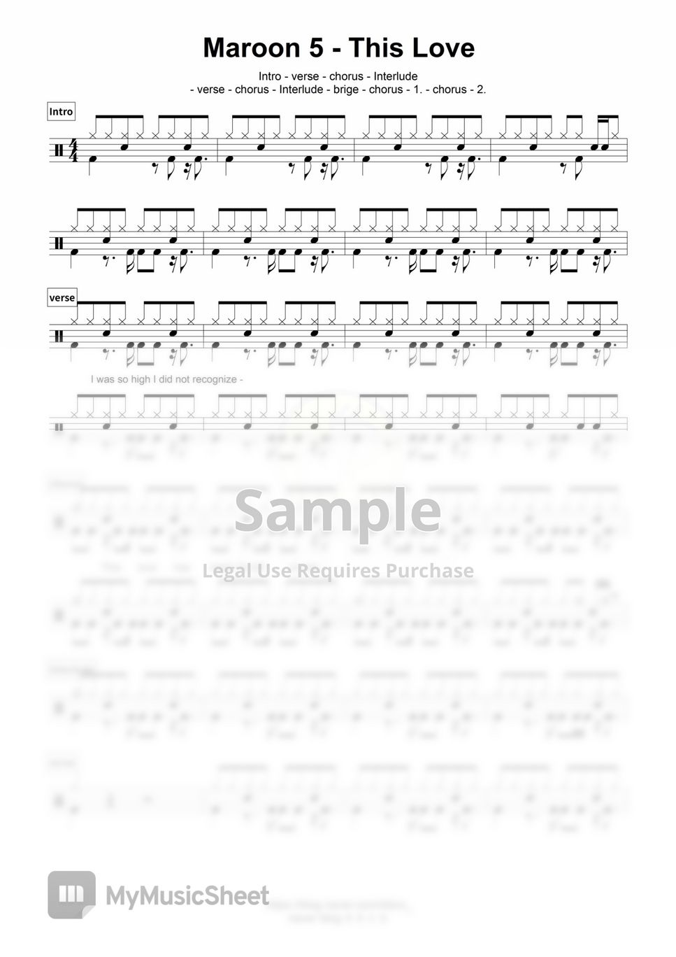 Maroon 5 this love sheets by ddd