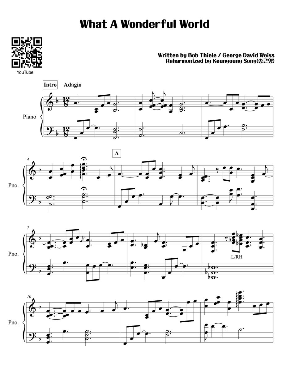 Louis Armstrong What A Wonderful World Sheet by Pianist Keunyoung