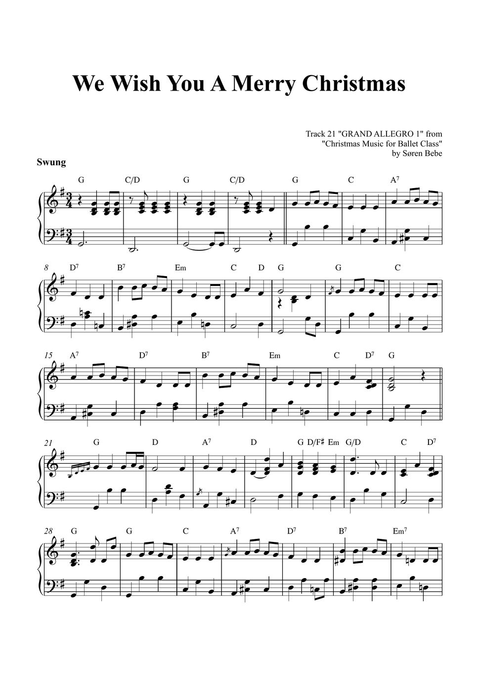 We Wish You A Merry Christmas Solo Piano Sheets