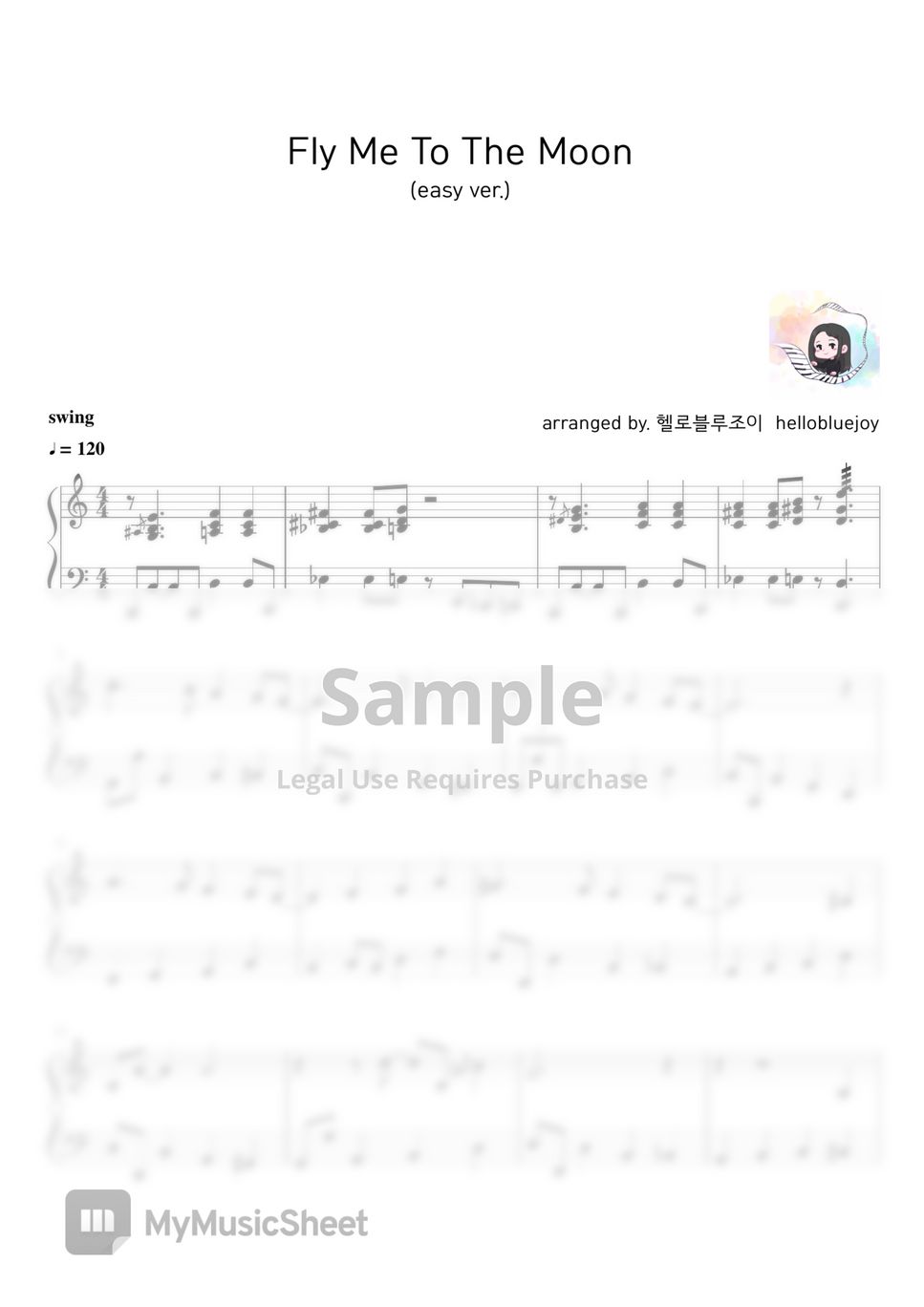 Squid Game OST - Fly Me To The Moon (easy jazz.) Sheets by 헬로블루조이  hellobluejoy