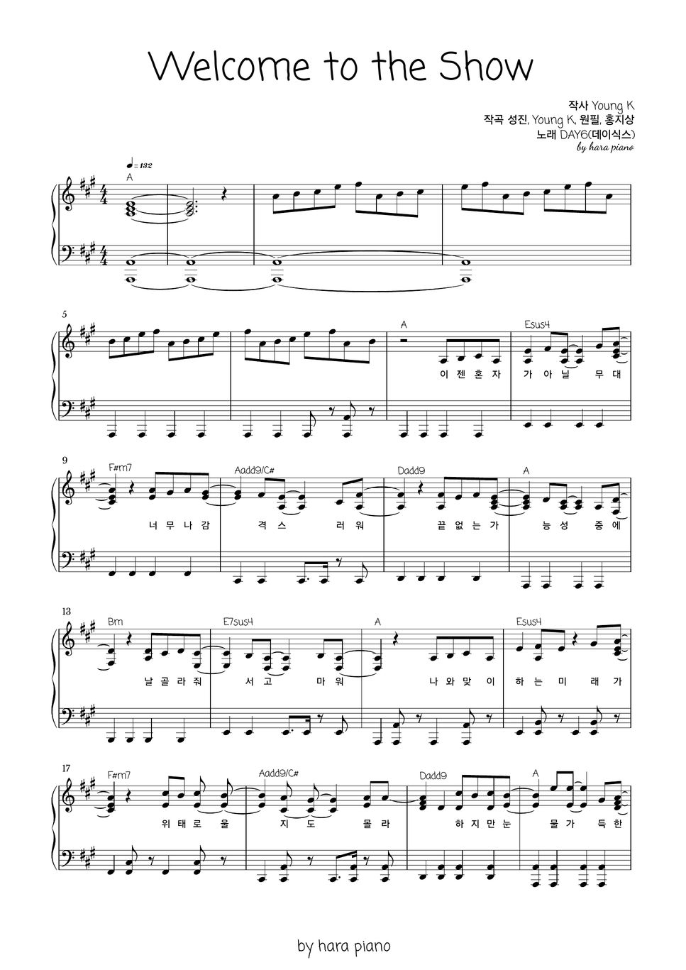 Day6 welcome to the show sheets by hara piano