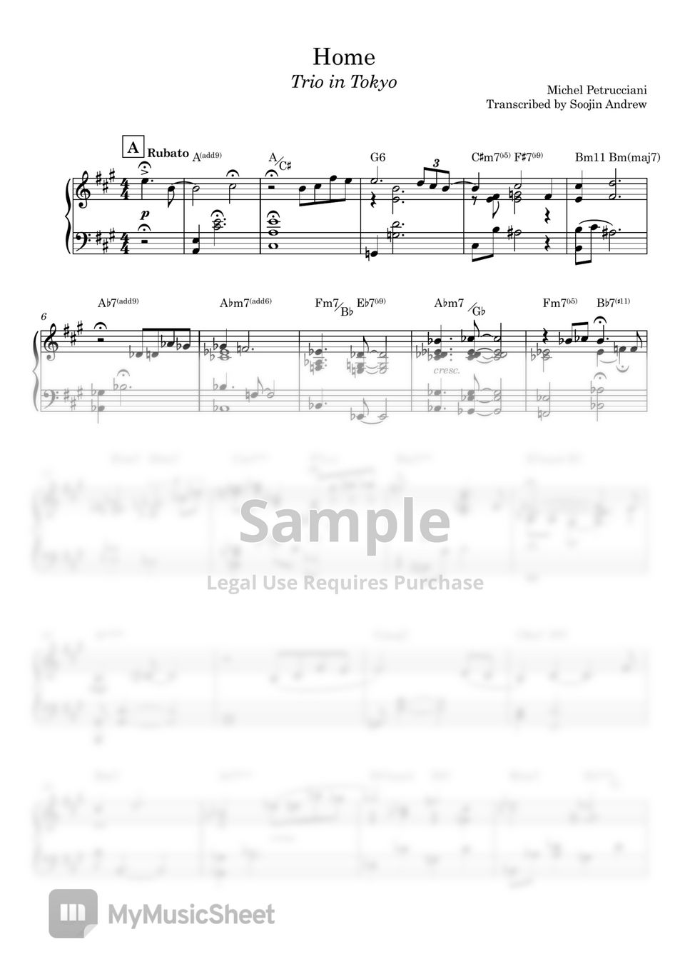 Michel Petrucciani - Home 楽譜 by Soojin Andrew