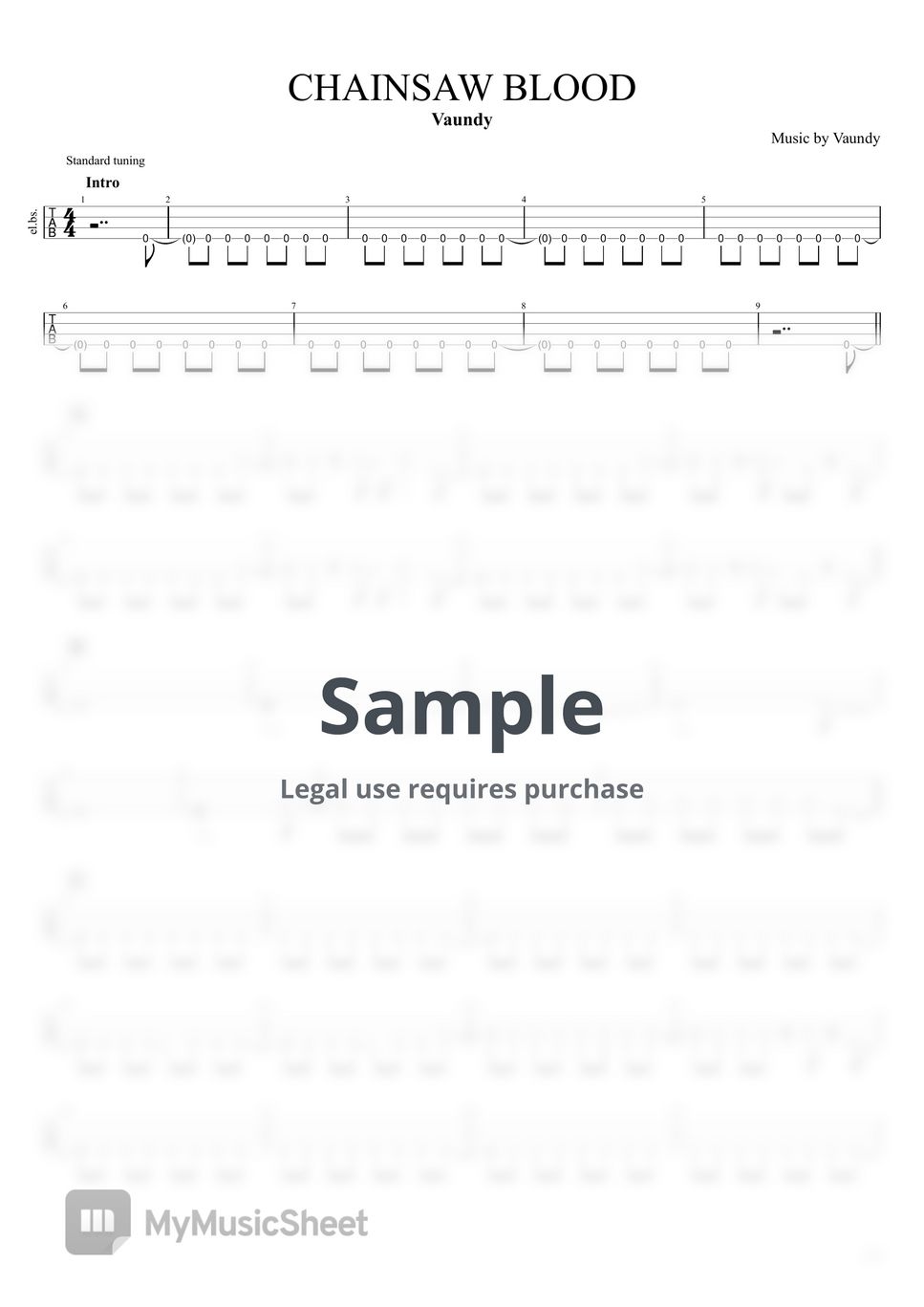 Vaundy CHAINSAW BLOOD (BASS TAB) Sheets by tabスコア