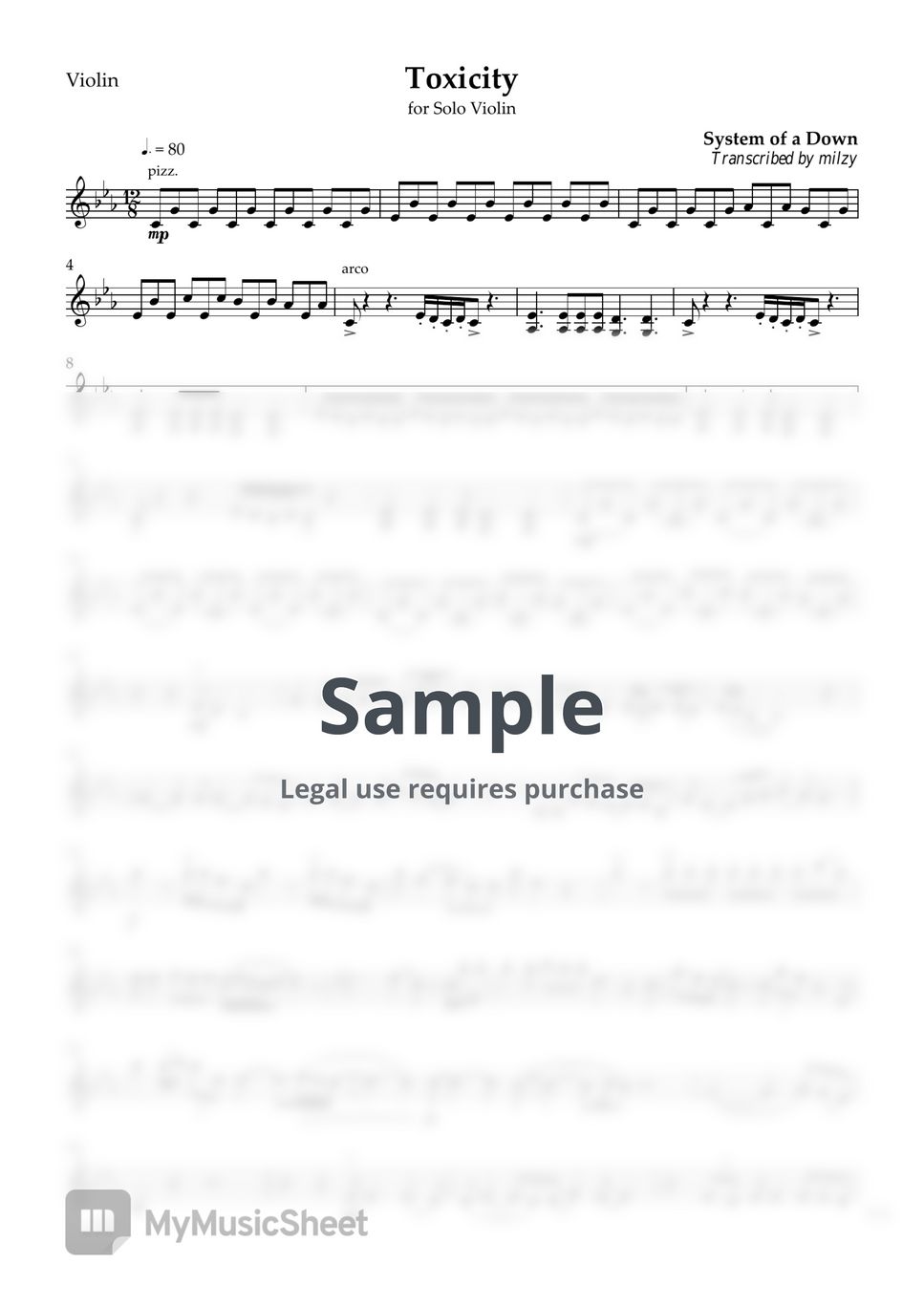 System of a down toxicity violin sheets by milzy