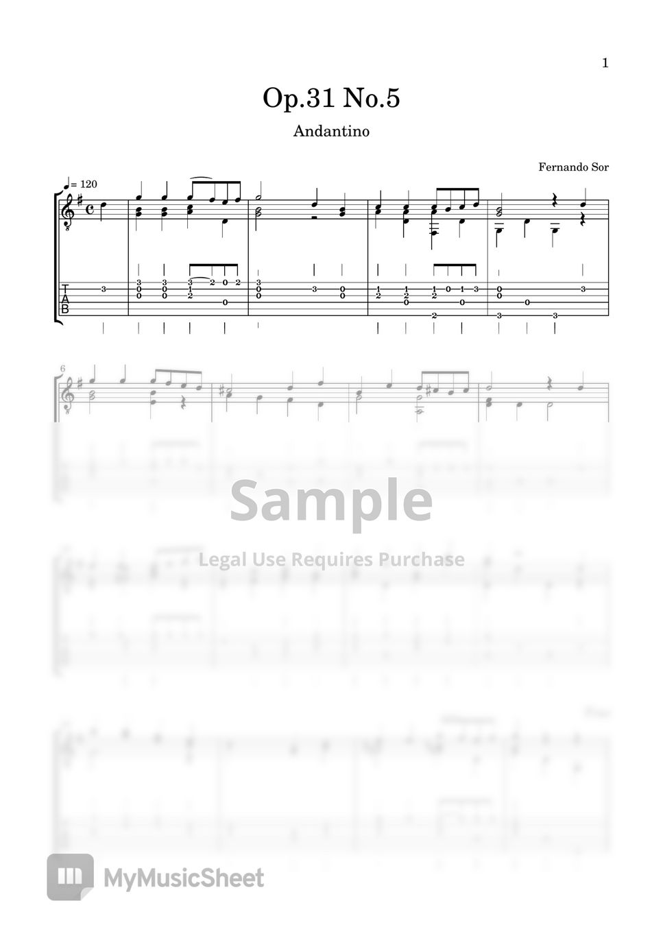 Fernando Sor - Op.31 No.5 (Andantino) by LemonTree