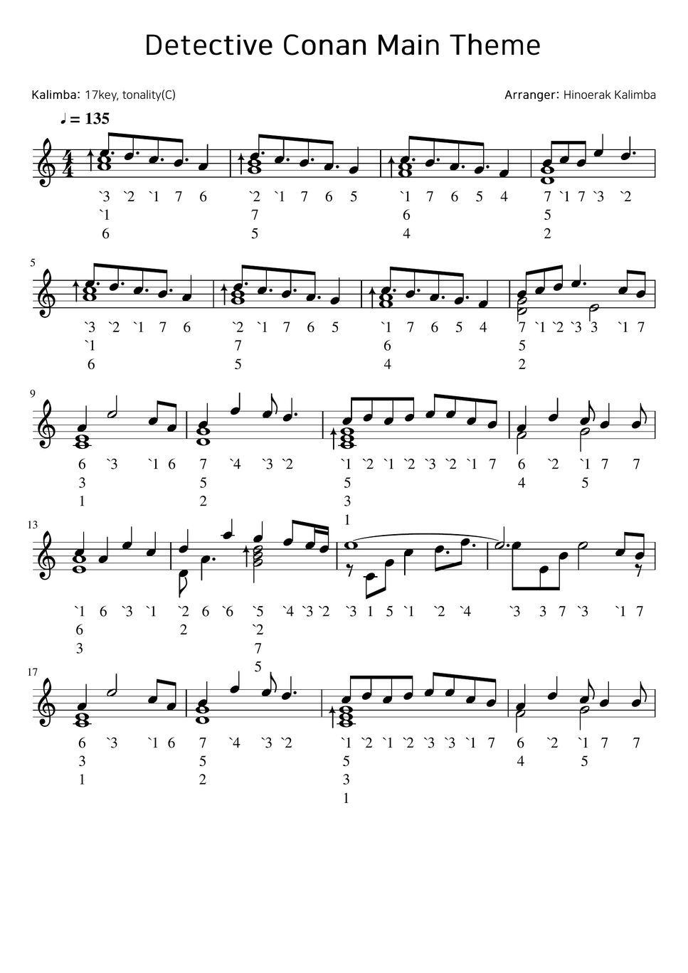 Detective Conan Detective Conan Main Theme Sheets by Hinoerak