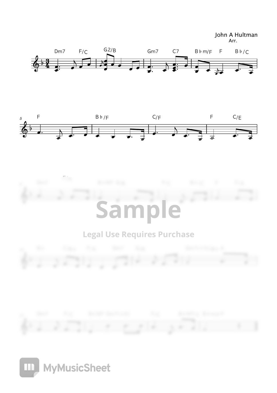 John A Hultman 날 구원하신 주 감사 (F key 멜로디악보) Sheet by 생명의건반