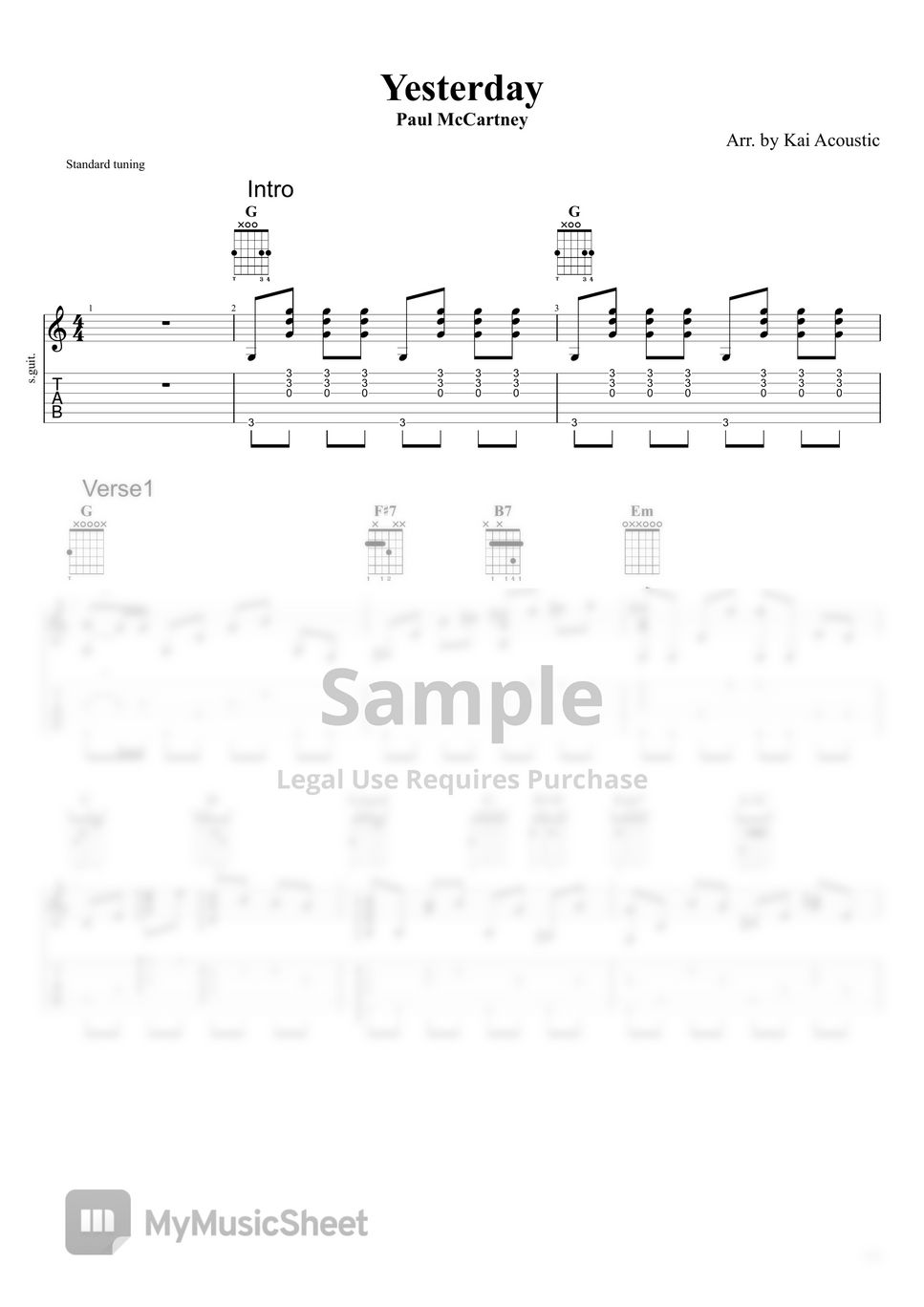 The Beatles Paul McCartney Yesterday Fingerstyle Guitar Tutorial