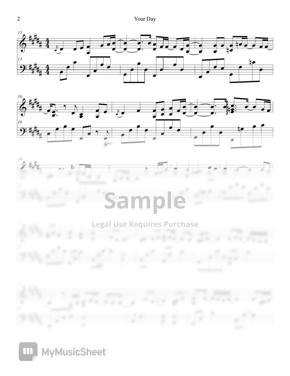Gummy - Your Day (+ Easy key) Sheets by Lunar Piano