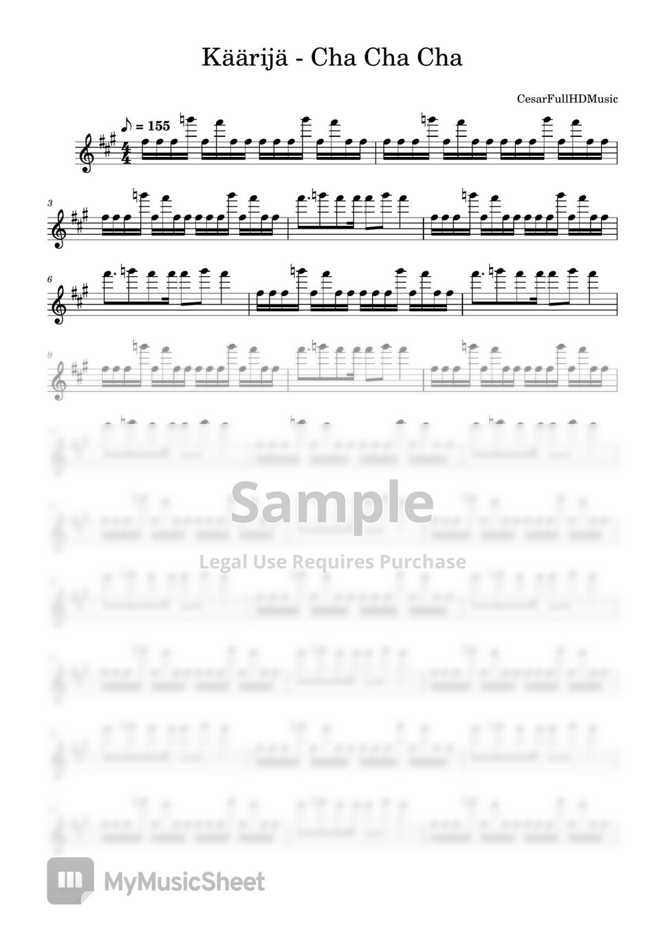 Käärijä Cha Cha Cha Finland 🇫🇮 Eurovision 2023 악보