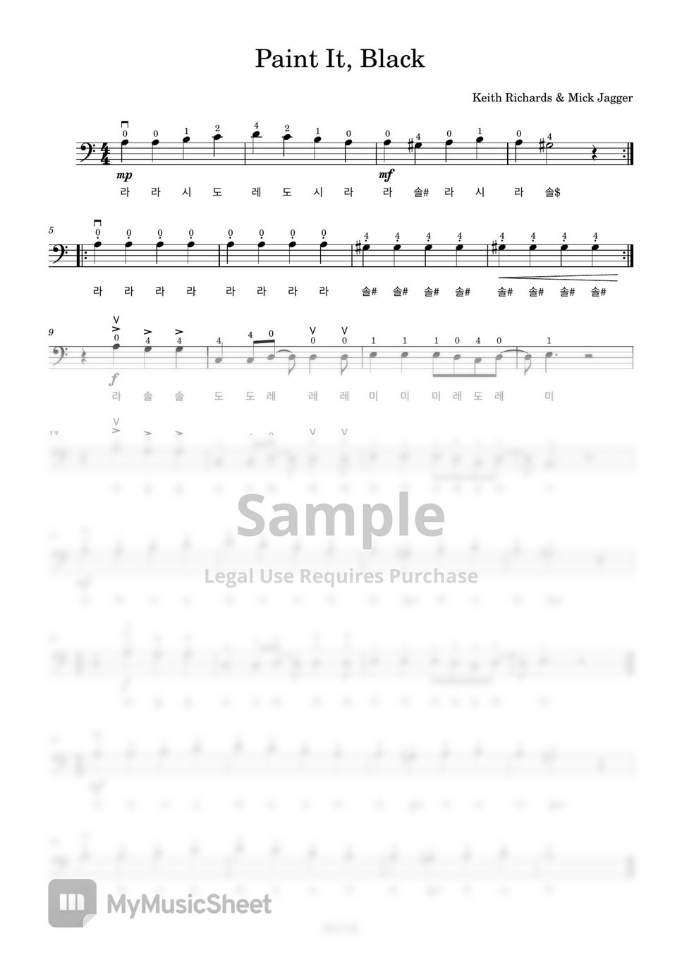 Keith Richards & Mick Jagger Paint It, Black(easy version) (계이름&손가락