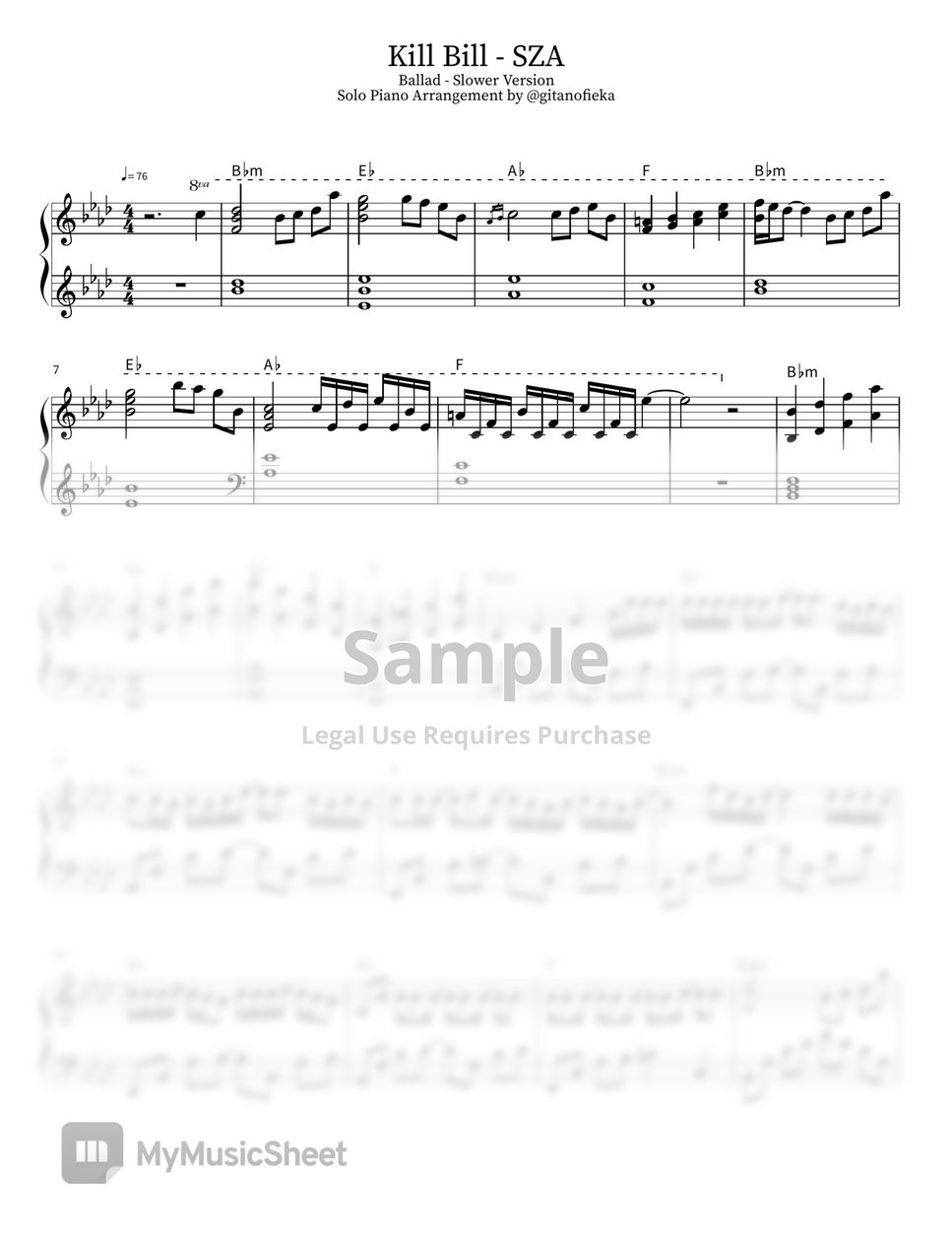 SZA KILL BILL Sheets by Gita Nofieka