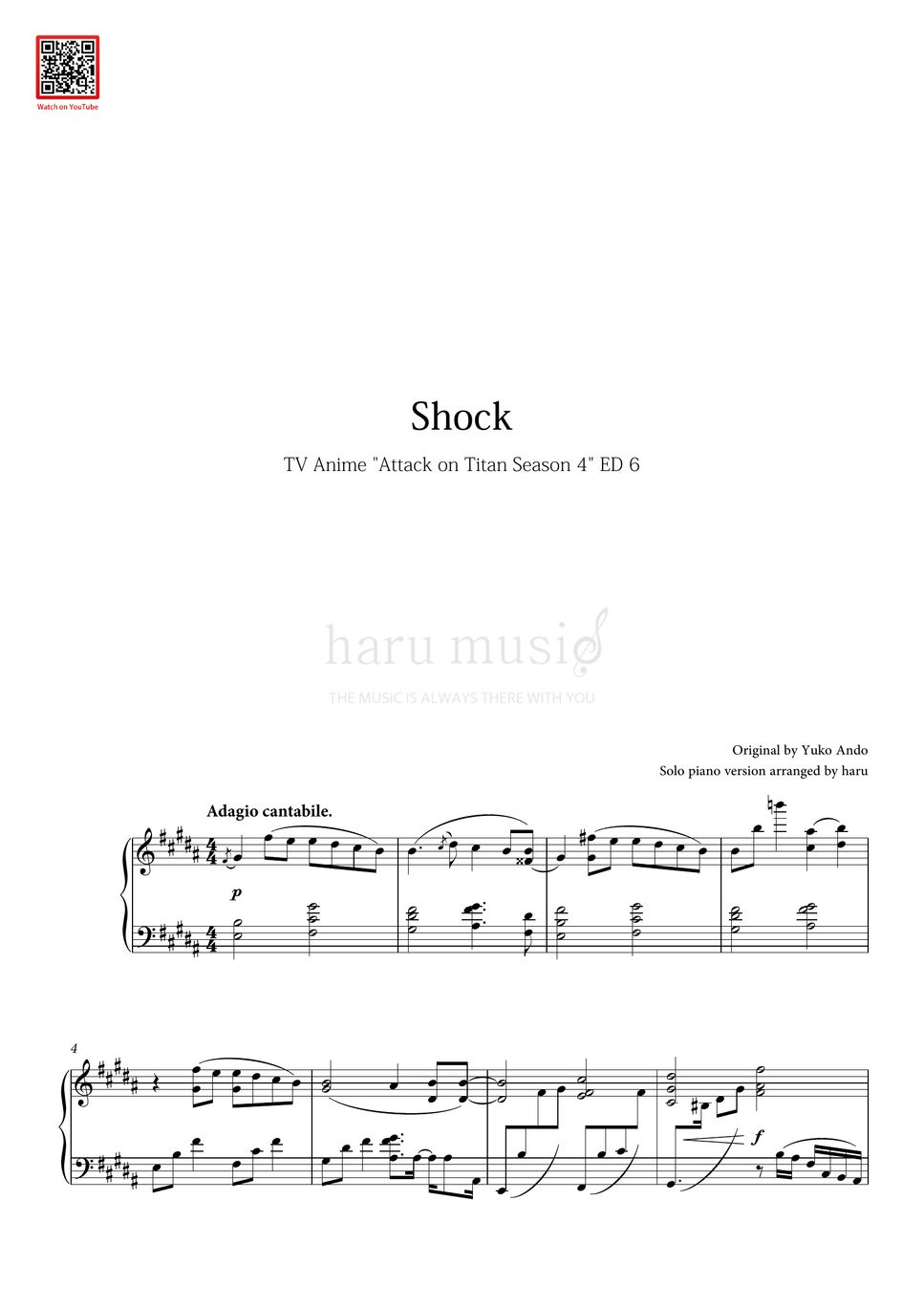 Shock - Attack on Titan season 4 ending song full Sheet music for