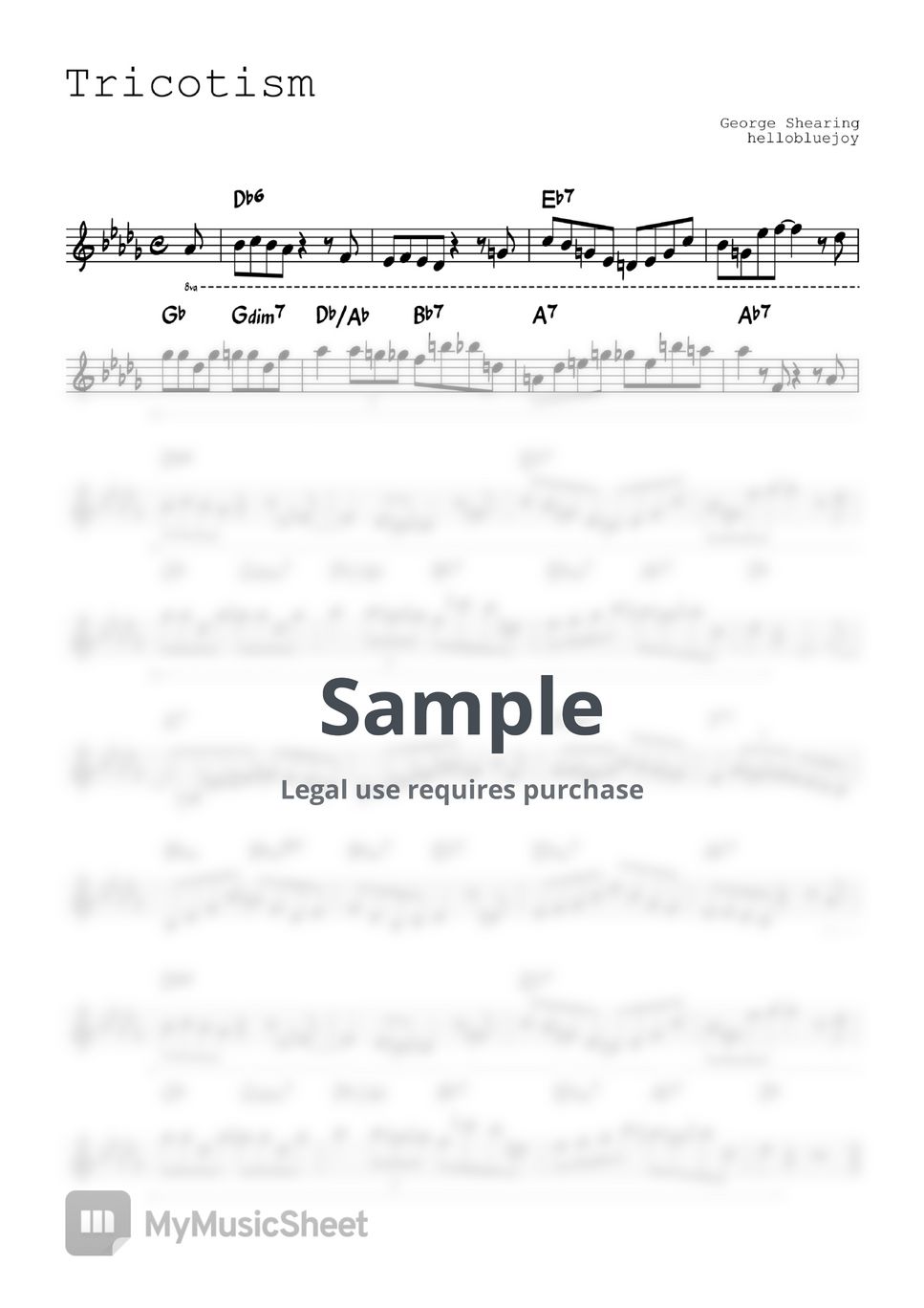 Oscar Pettiford - Tricotism (lead sheet) Sheets by 헬로블루조이