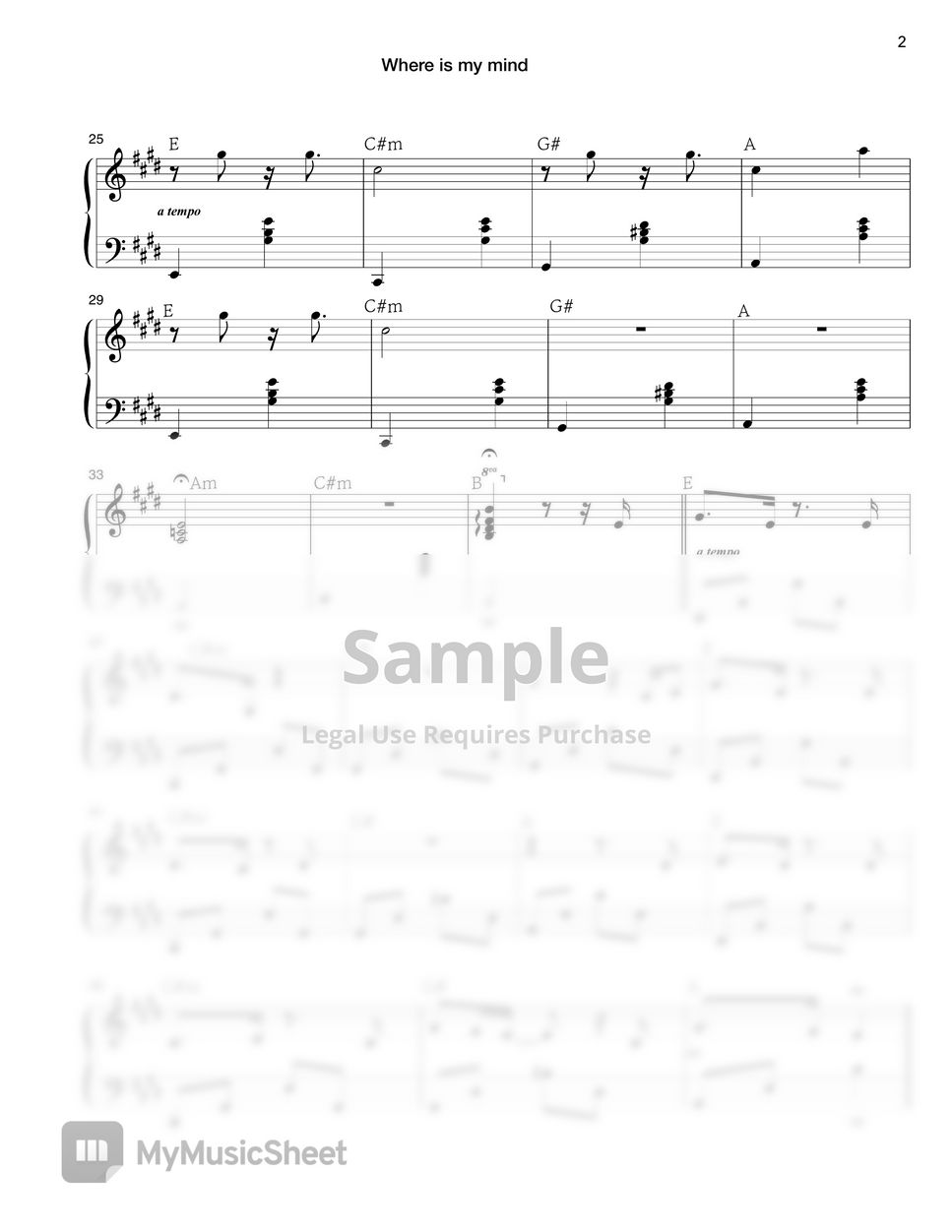 Maxence Cyrin Where is my mind (Pixies) Partition musicale by