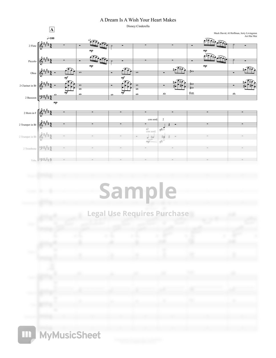 Jerry Livingston A Dream Is A Wish Your Heart Makes for Orchestra