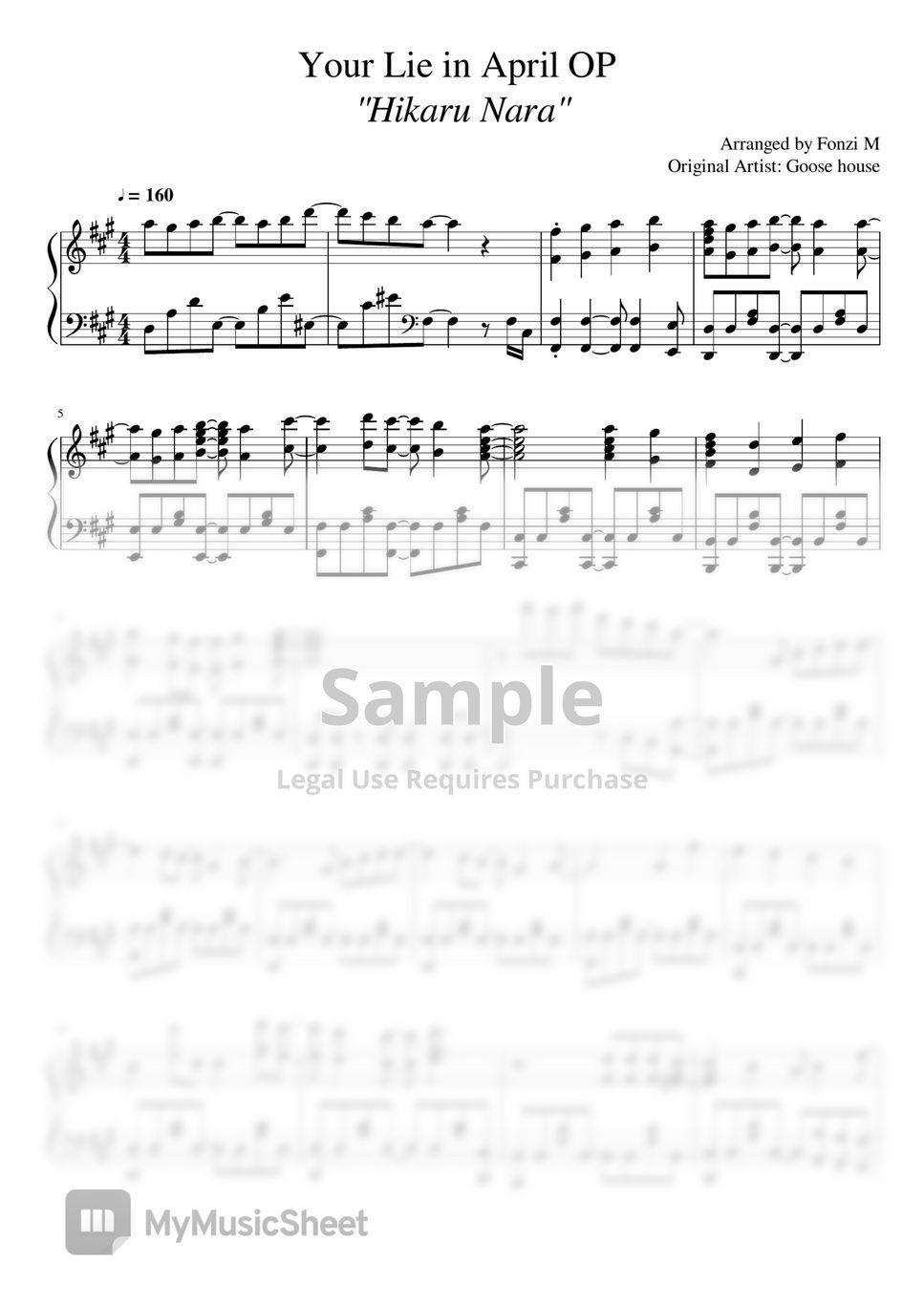 PHianonize Hikaru Nara Sheet Music (Piano Solo) in F# Minor - Download &  Print - SKU: MN0227931