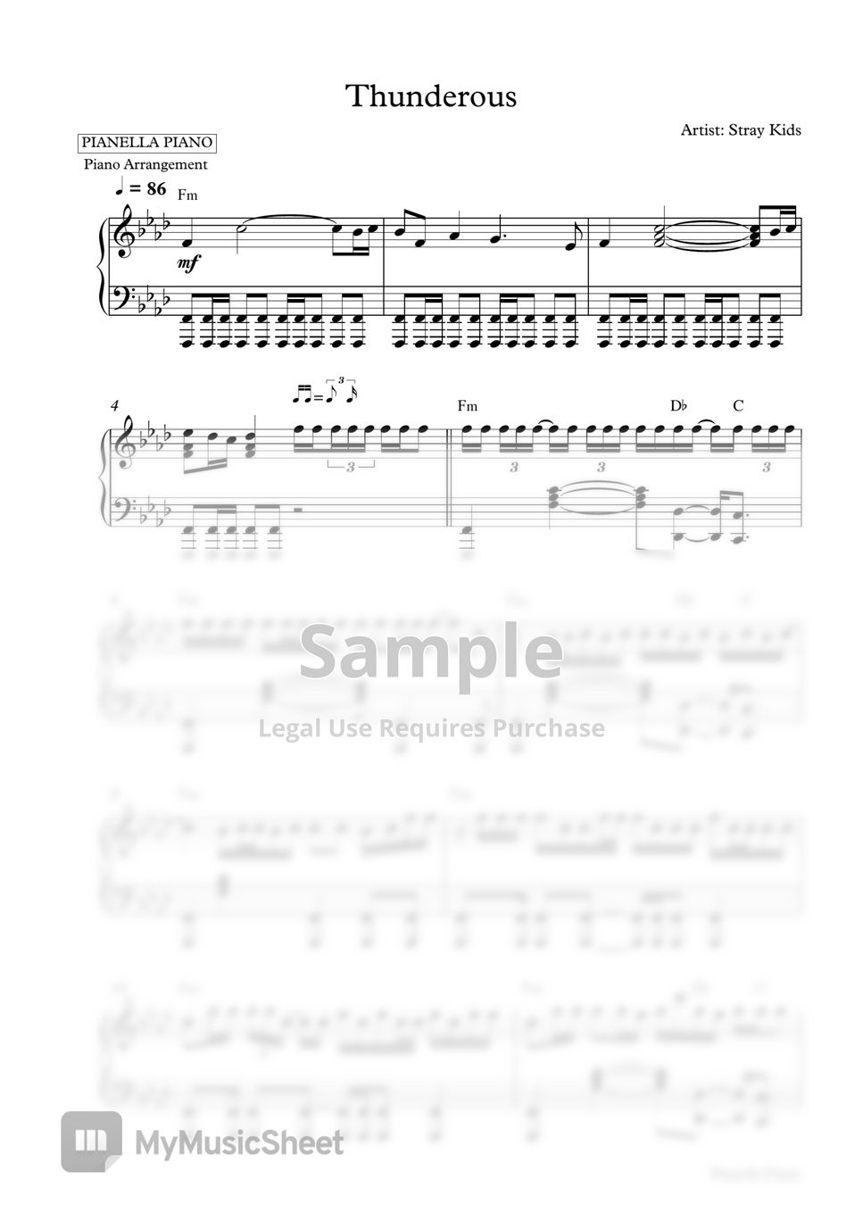 Stray Kids - Thunderous (Piano Sheet) by Pianella Piano
