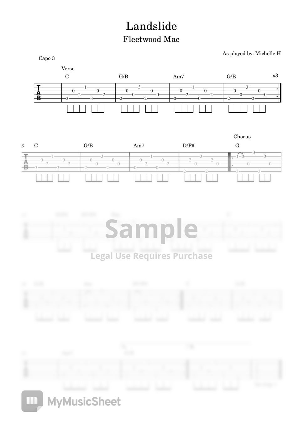 Fleetwood Mac Landslide TAB by Michelle H