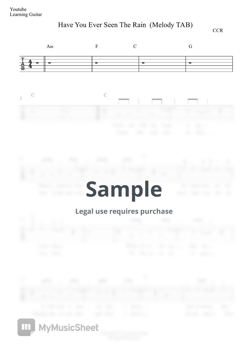 Creedence Clearwater Revival - Have You Ever Seen The Rain (Guitar ...