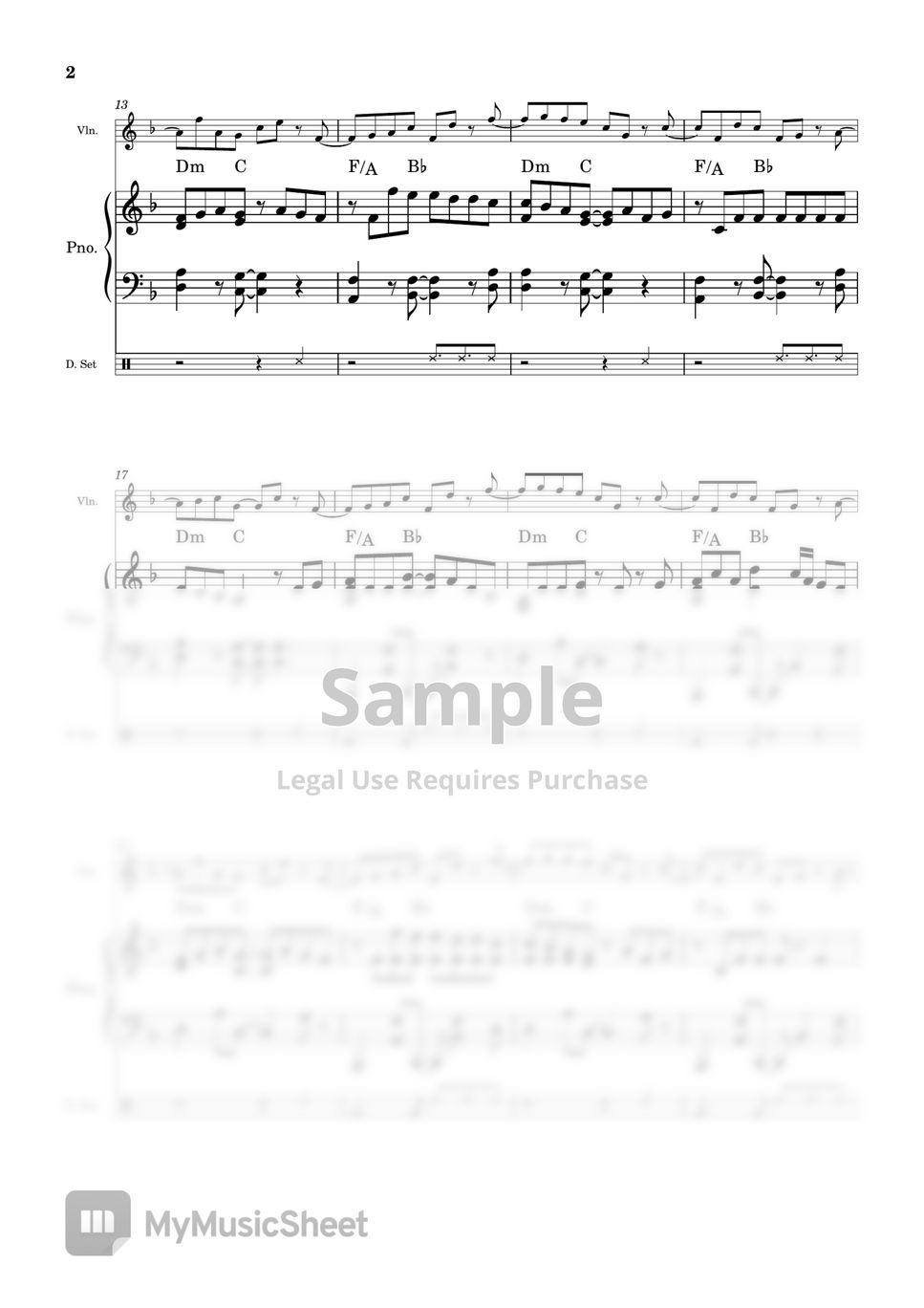 BUMP OF CHICKEN - Chronostasis (Piano + Violin + Drums Sheet Music with MIDI & MSCZ - Revised) by Roju-senpai