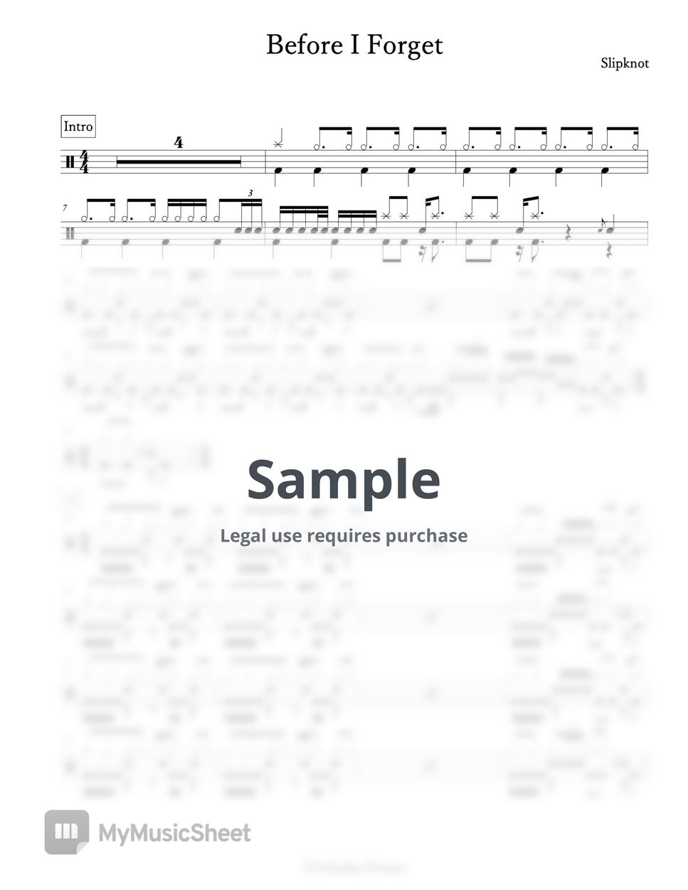 Slipknot Before I Forget Sheets By Arkadia Drums