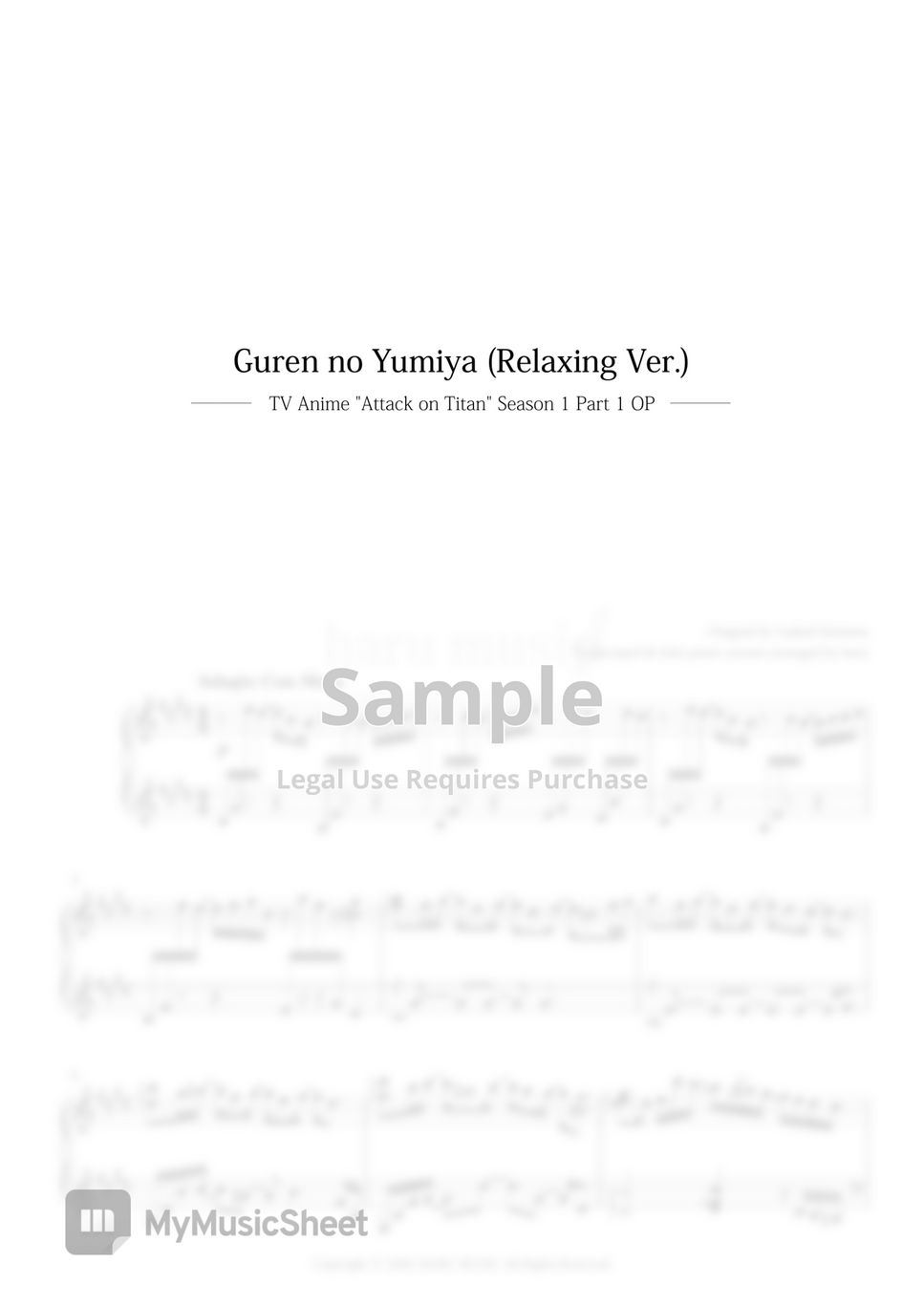 Linked Horizon - 紅蓮の弓矢 (Guren No Yumiya) Relaxing Piano Arrange (Attack on Titan OP) by HARU MUSIC