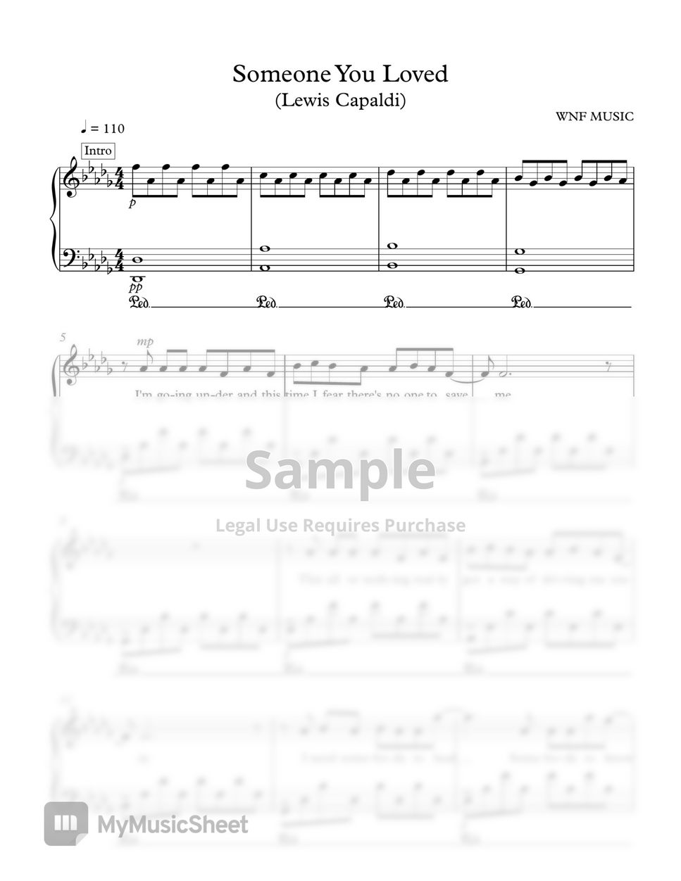 Lewis Capaldi Someone You Loved Piano Sheets