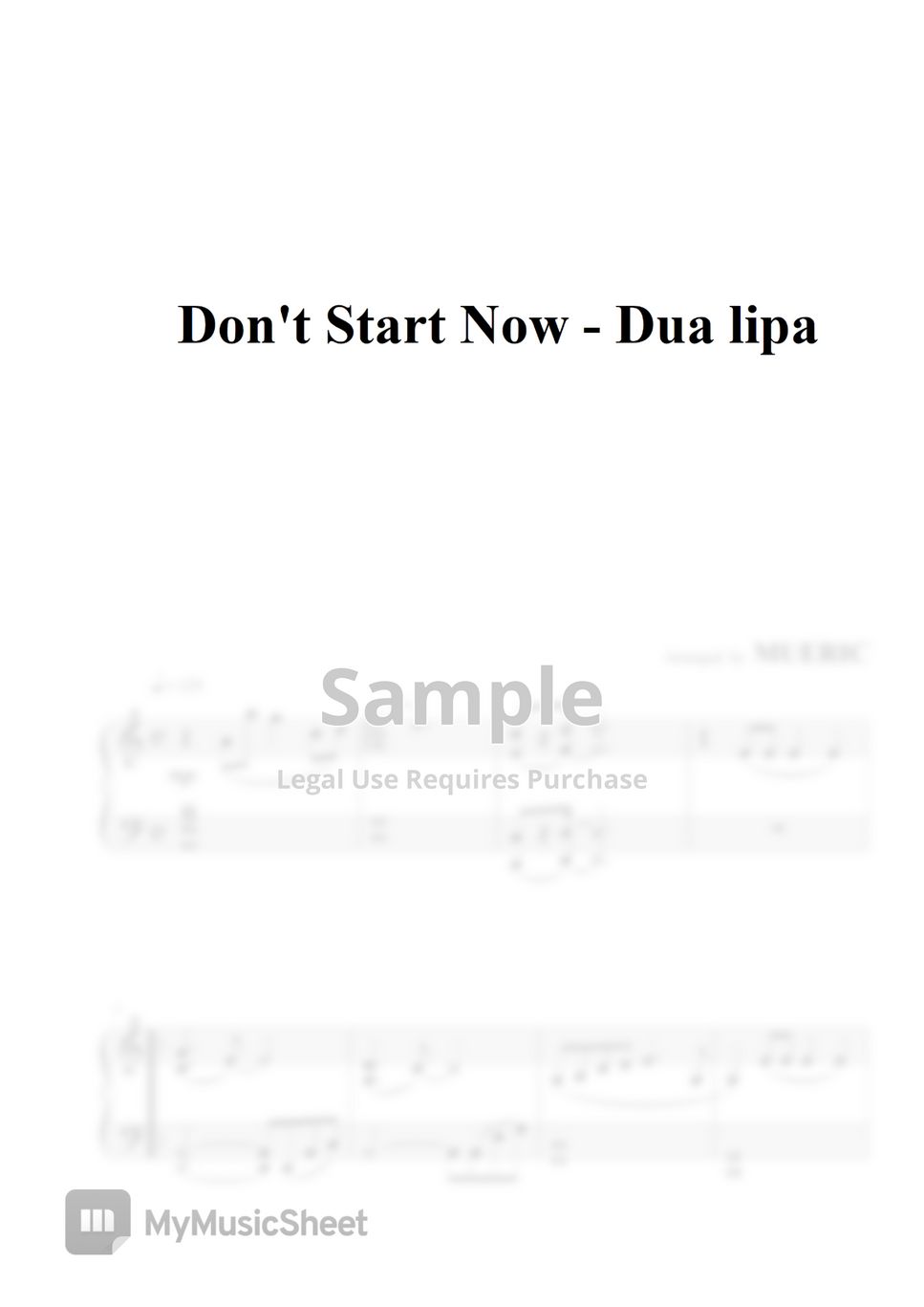 Dua lipa - Don't Start Now (Piano ver.) by MUERIC