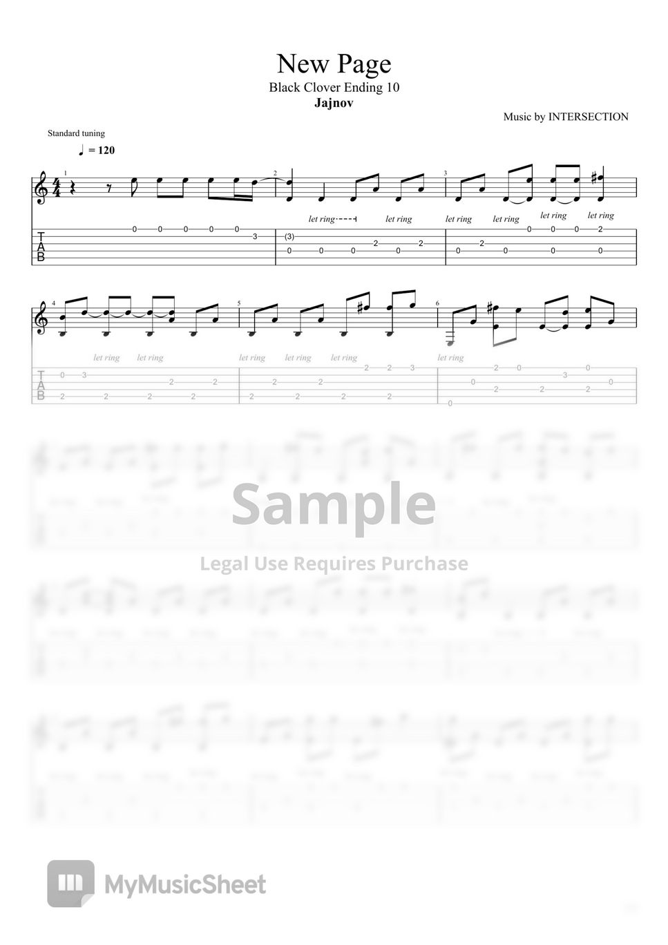 Black Clover ED - New Page (Guitar) Sheets by Jajnov