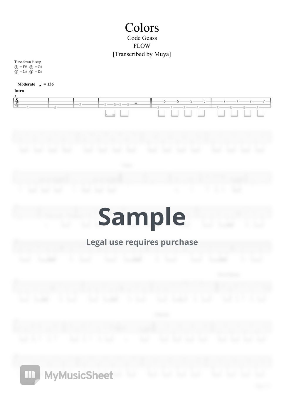 FLOW - Colors (Bass TAB) Sheets By Muya