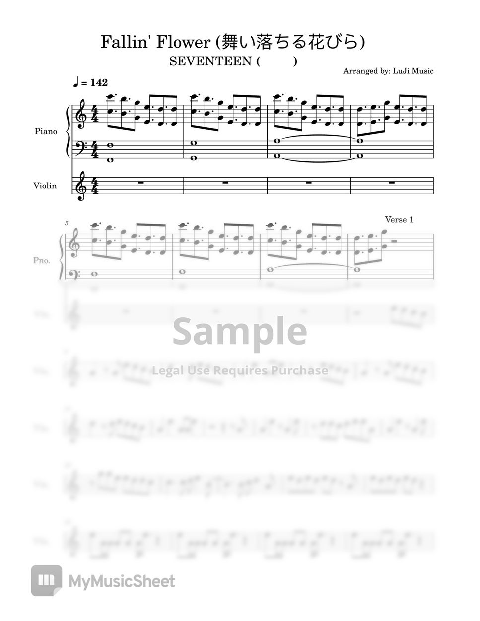 SEVENTEEN (세븐틴) - Fallin' Flower (舞い落ちる花びら) - Violin w/ Piano Intro by LuJi Music
