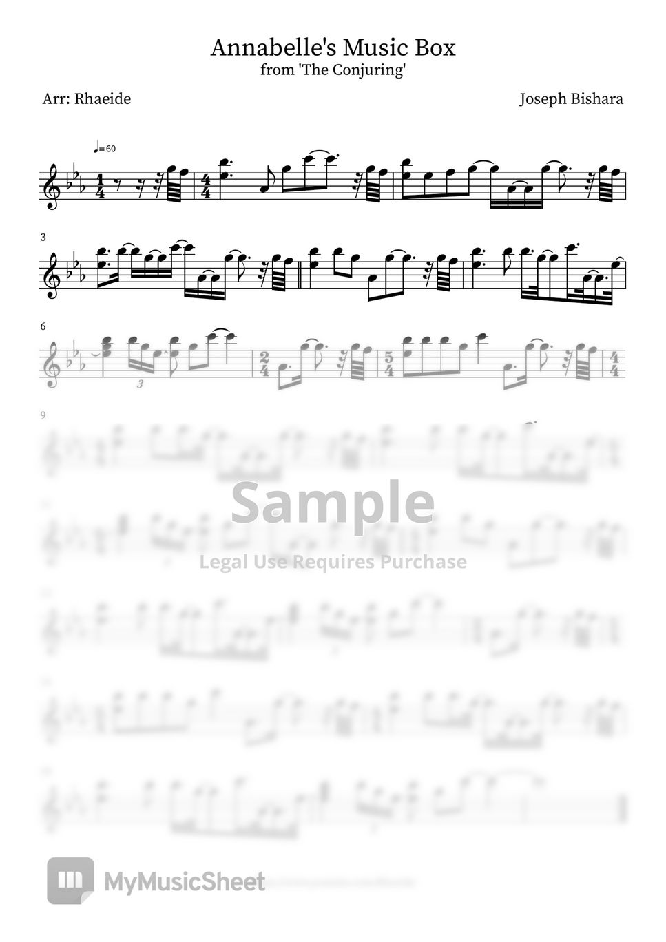 Annabelle Music Box (Joseph Bishara) Sheets by Rhaeide