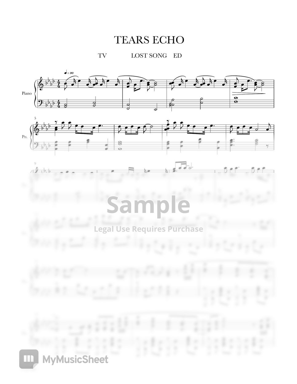 anime sheet music] - LOST SONG ED TEARS ECHO Лист