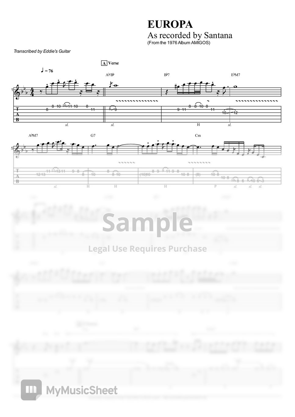 サンタナ　santana　楽譜　スコア サンタナ(SANTANA) / ブラック・マジック・ウーマン(BLACK MAGIC